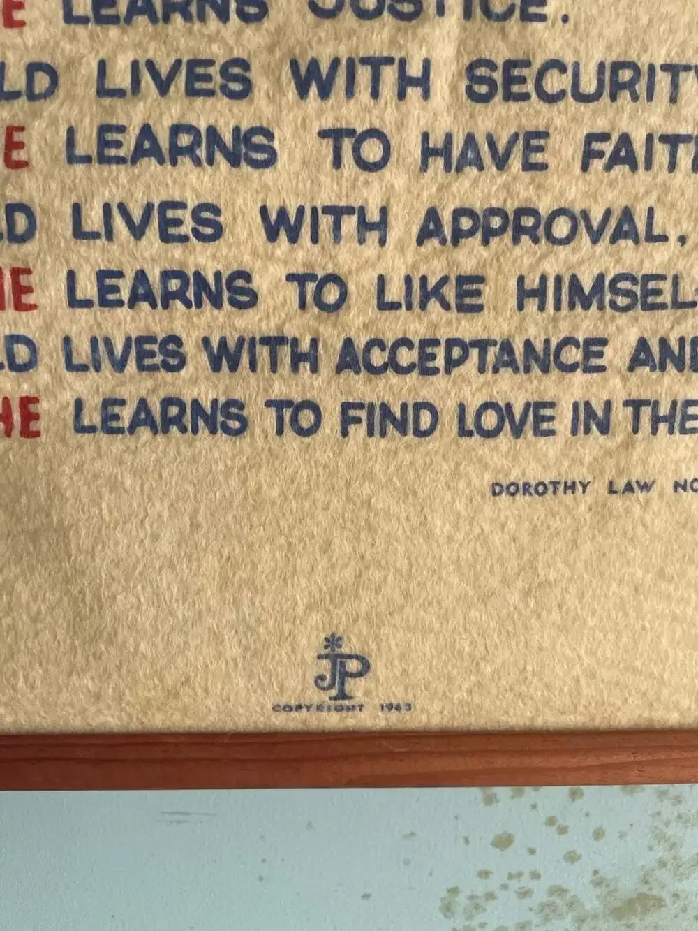 Vintage Children Learn What They Live Banner Wall Hanging